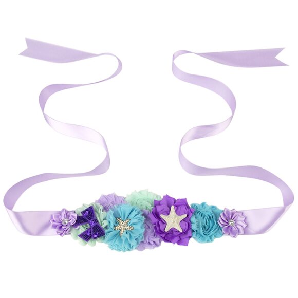 Accessories - 9468 Pink Flowers Maternity Sash Newborn Photo Prop Flower Girls Bridal